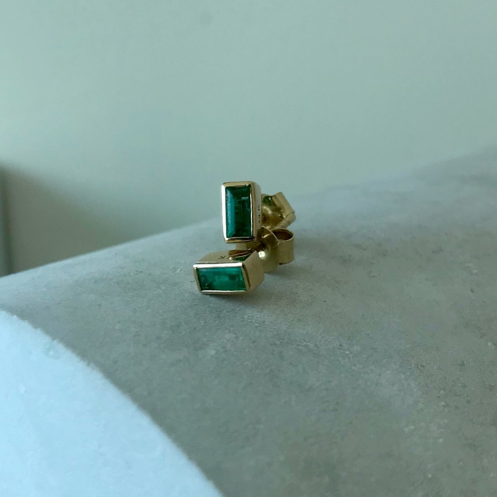 Emerald Baguette Stud Earrings